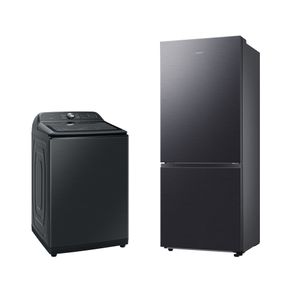 Lavadora Smart Digital Inverter WA23B Black 23kg 220V + Geladeira Samsung BMF RB50DG6020B1BZ SmartThings 462L Black Inox Look 220V Combo